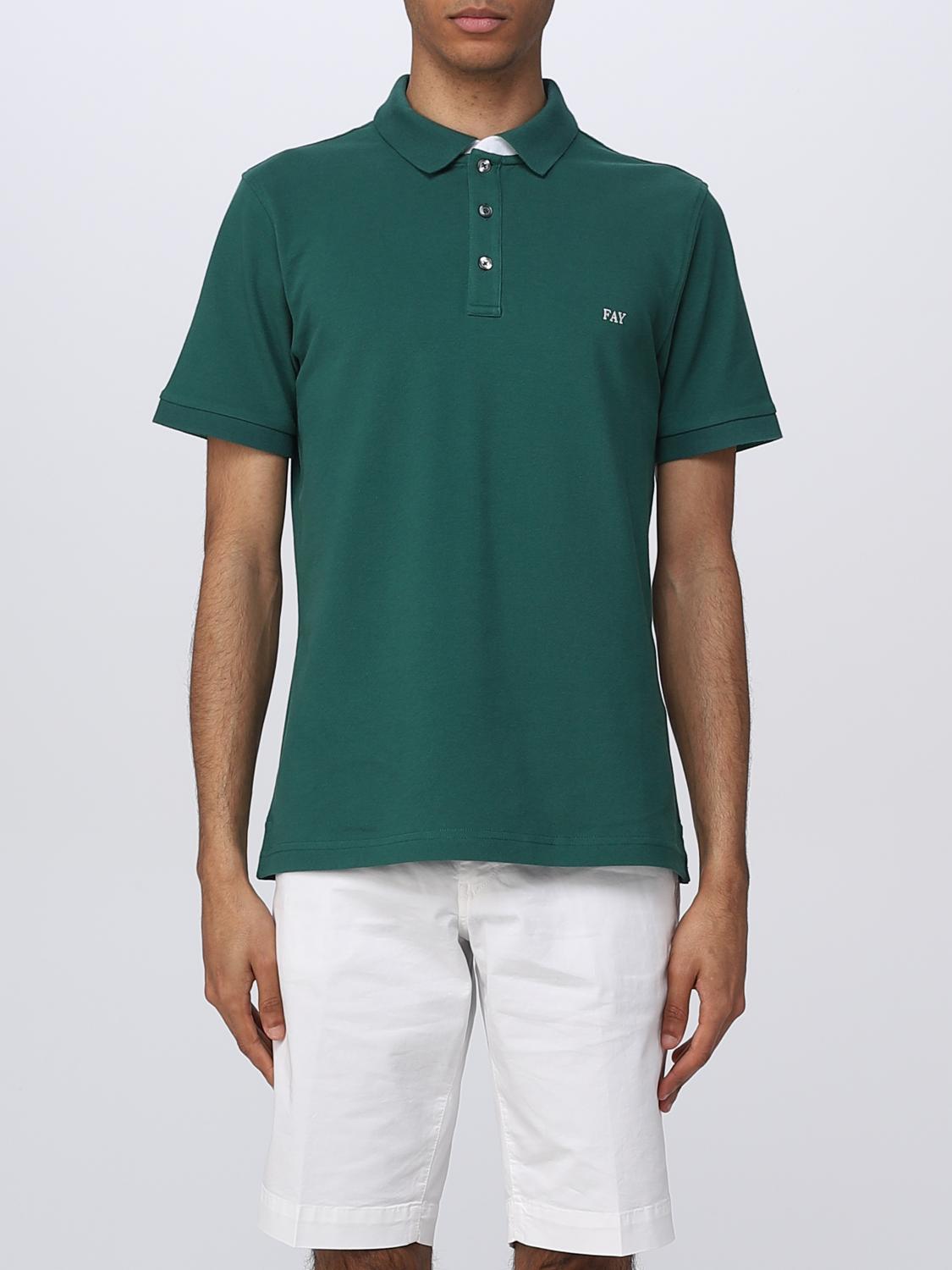 Fay Polo Shirt Men Color Moss Green In Moss Green