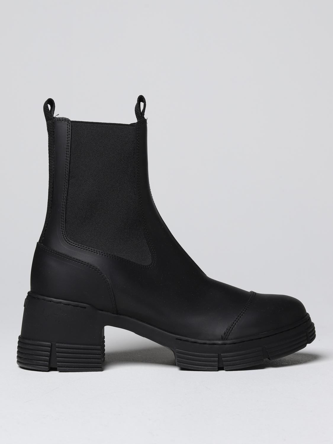 GANNI Flat Ankle Boots For Woman Black Ganni Flat Ankle Boots 