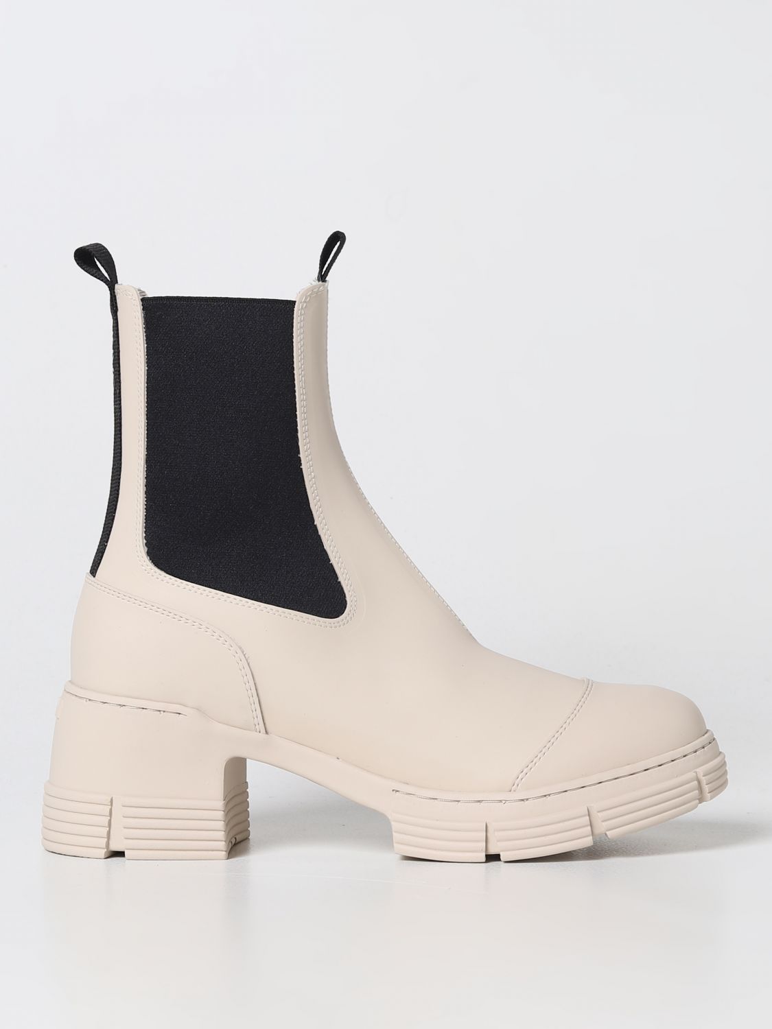 GANNI: flat ankle boots for woman - Yellow Cream | Ganni flat ankle ...