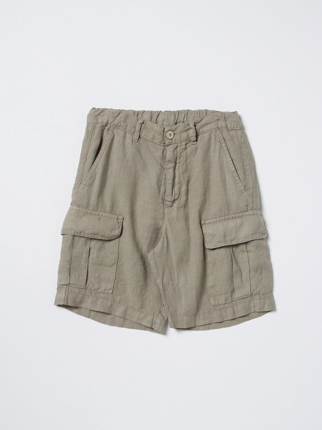 Aspesi Kids' Linen Cargo Shorts In Green