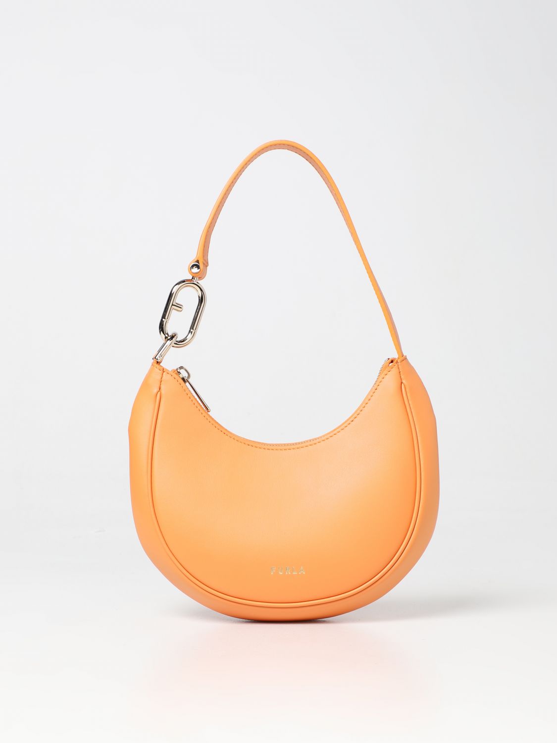 Furla Primavera Leather Shoulder Bag  In Orange