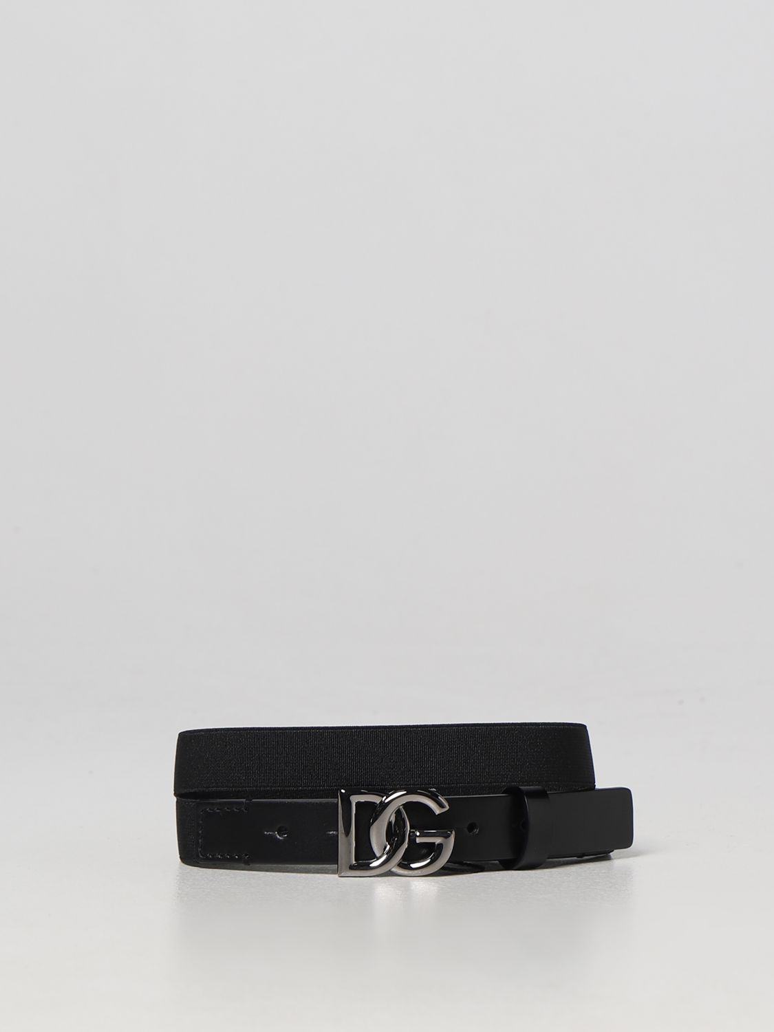 Dolce & Gabbana Belt In Stretch Fabric And Leather In Black