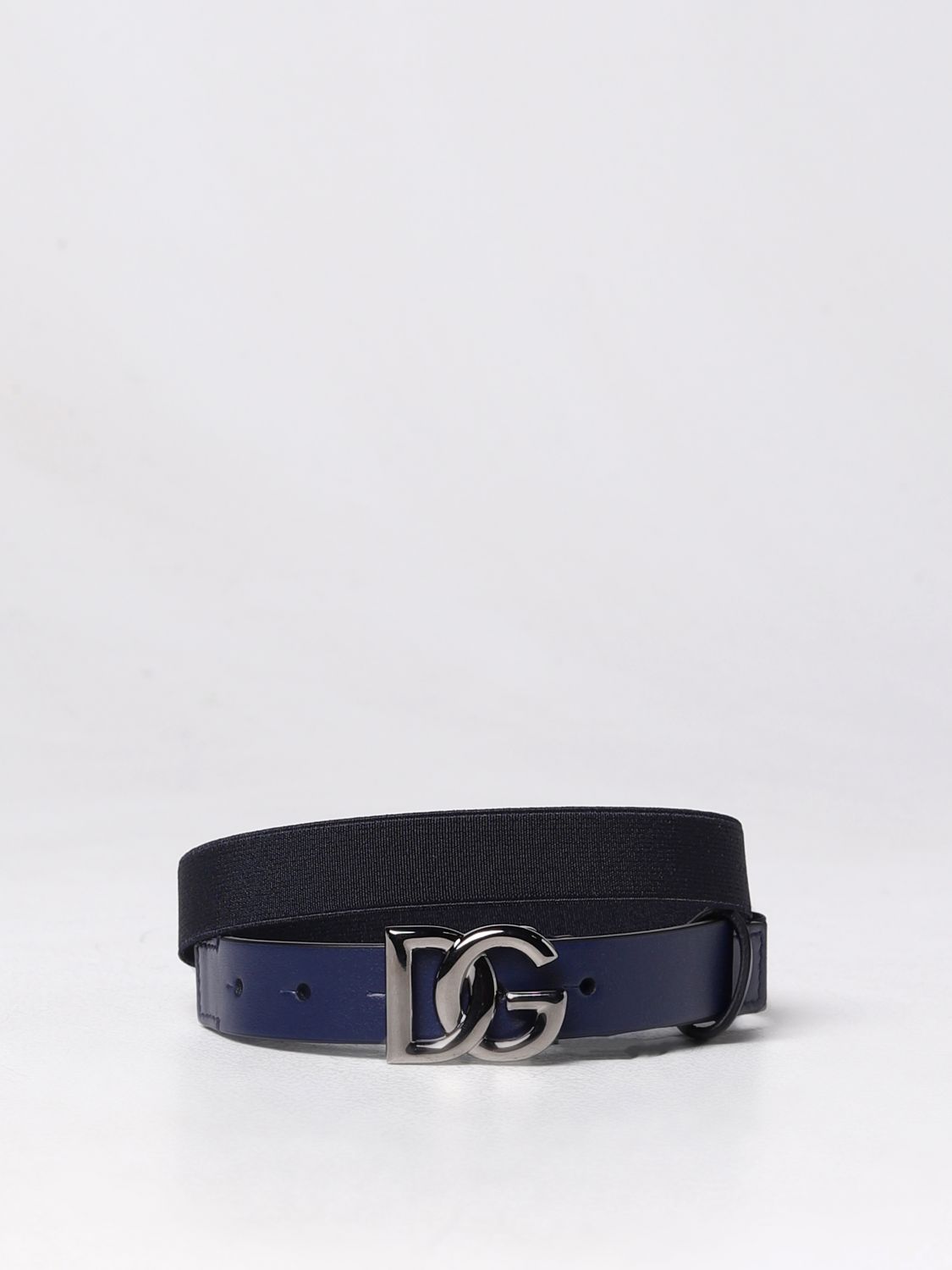 Dolce & Gabbana Belt In Stretch Fabric And Leather In Blue