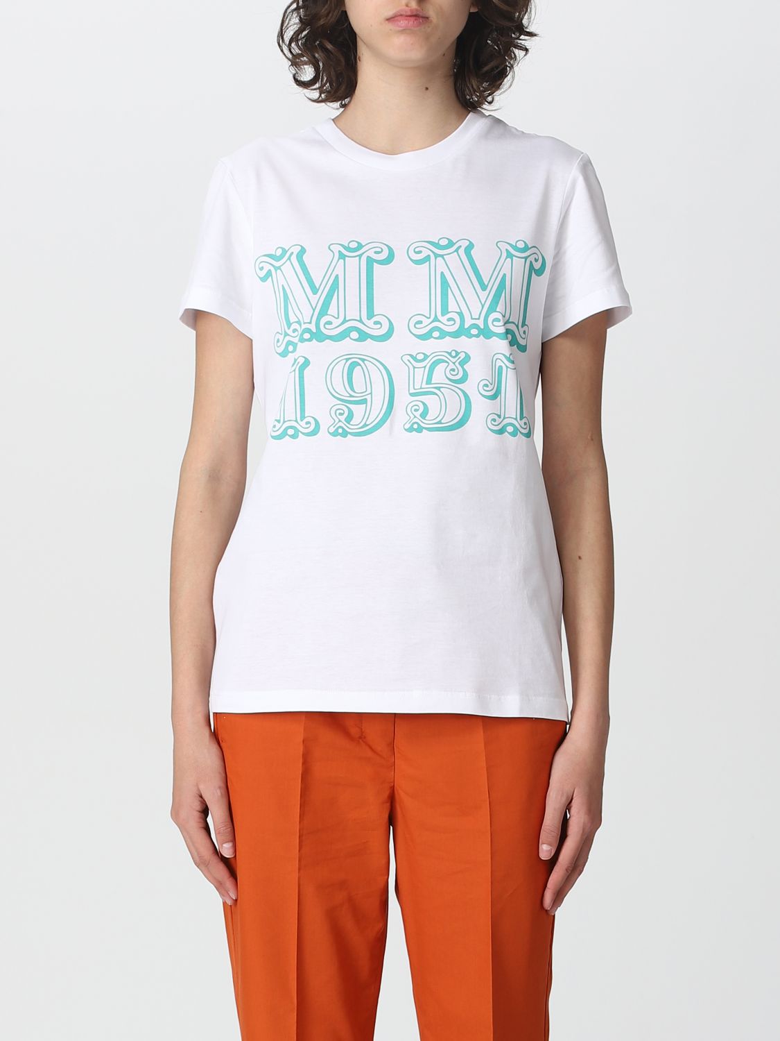 Shop Max Mara Cotton T-shirt In White 1