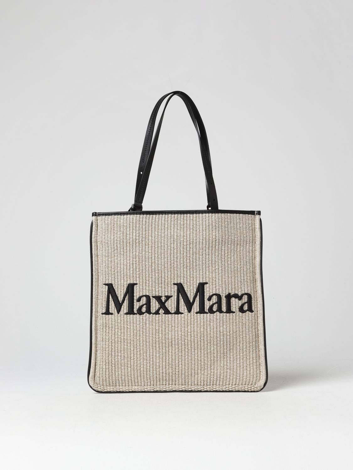 Borsa a spalla Max Mara: Borsa Easy Bag Max Mara in rafia intrecciata sabbia 1