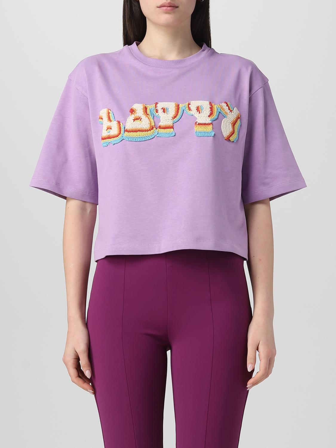 Sportmax Crochet-embroidered Cropped T-shirt In Lilac