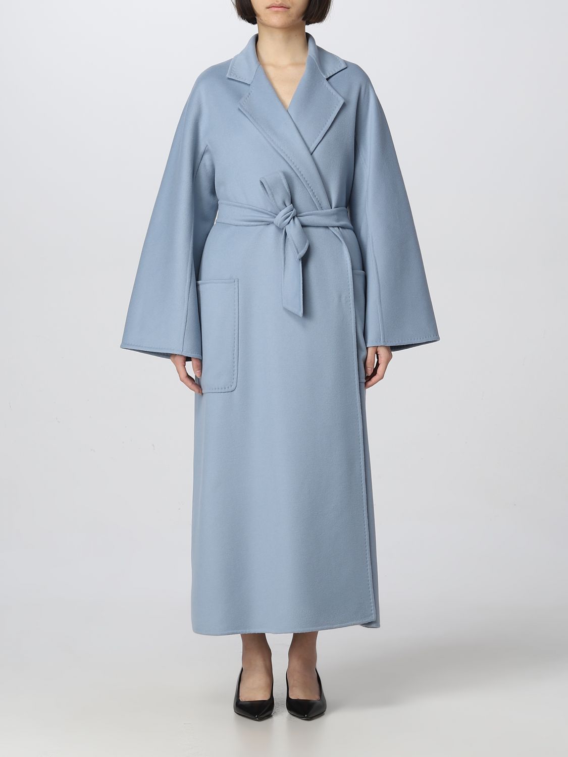 Shop Max Mara Wool And Cashmere Coat In Gnawed Blue