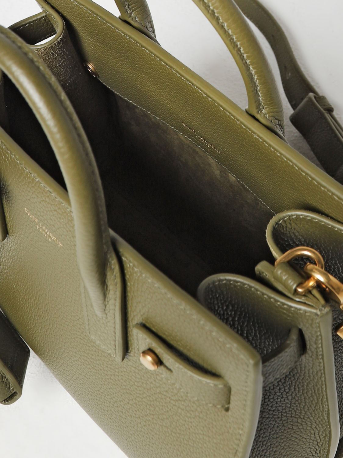 SAINT LAURENT: Sac De Jour bag in textured leather - Green