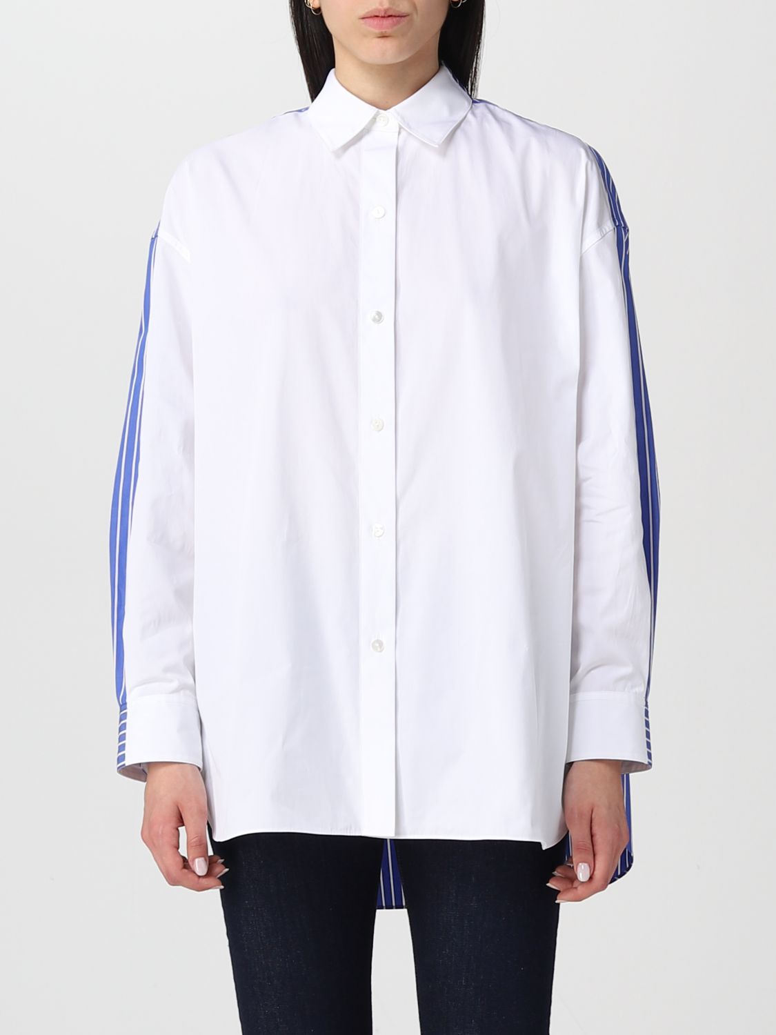 Theory Two Toned Button Front Shirt In White