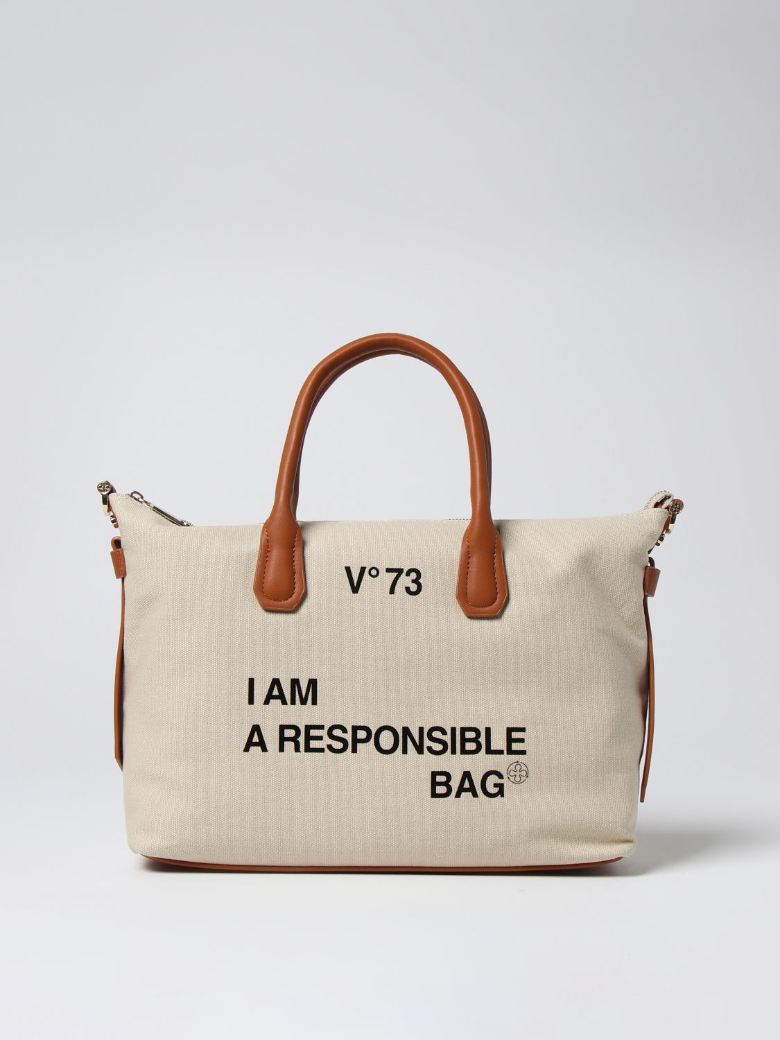 V73 Logo-print Shoulder Bag In Natural