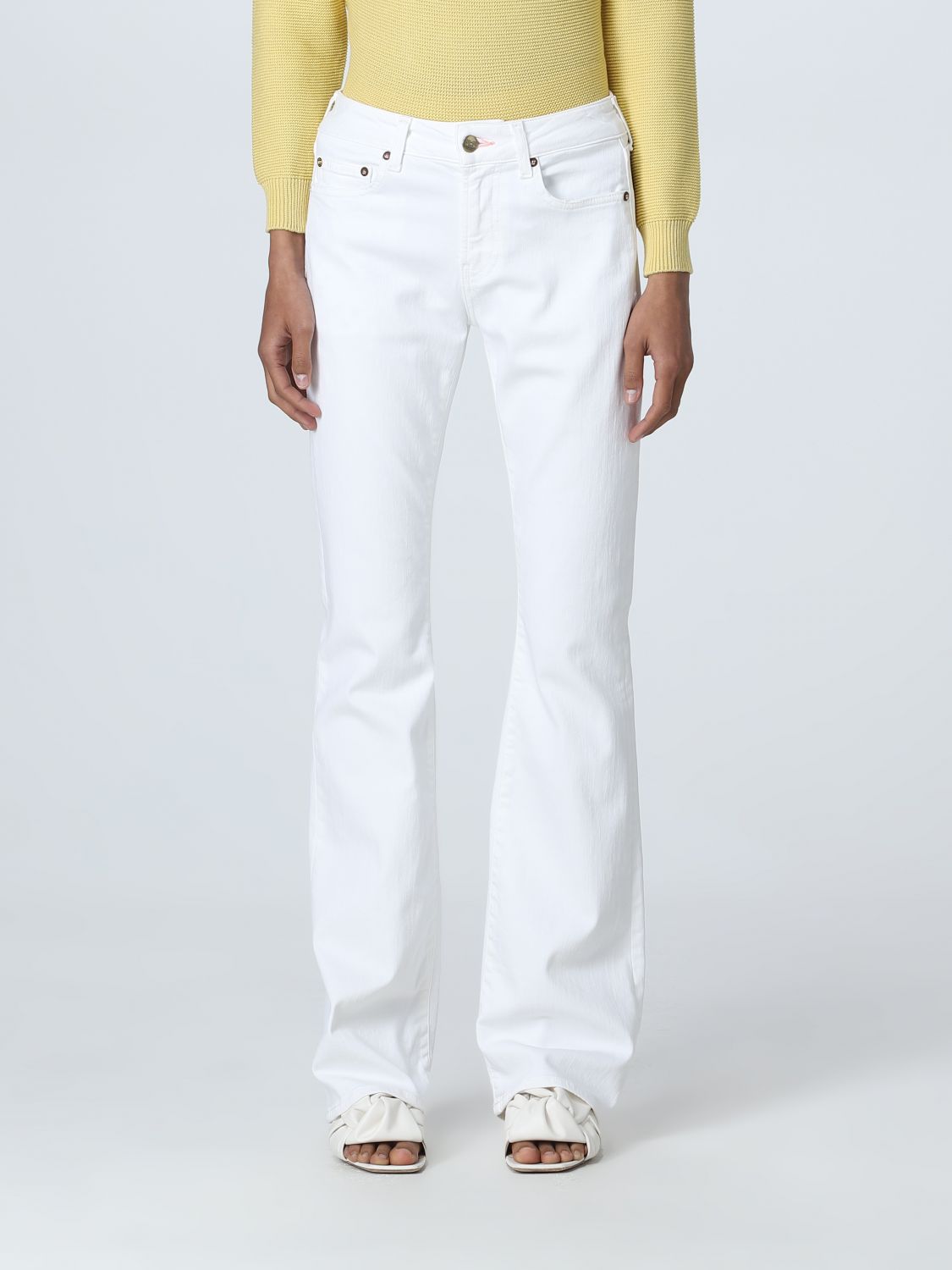 Washington Dee Cee Rhinestone-detail High Waist Jeans In White