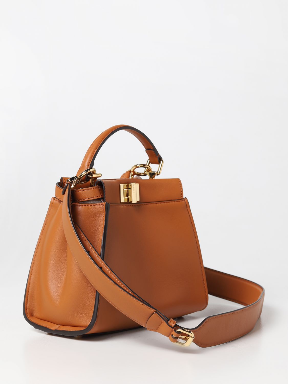 FENDI: Peekaboo bag in leather - Blue | Fendi handbag 8BN244AHJW online at
