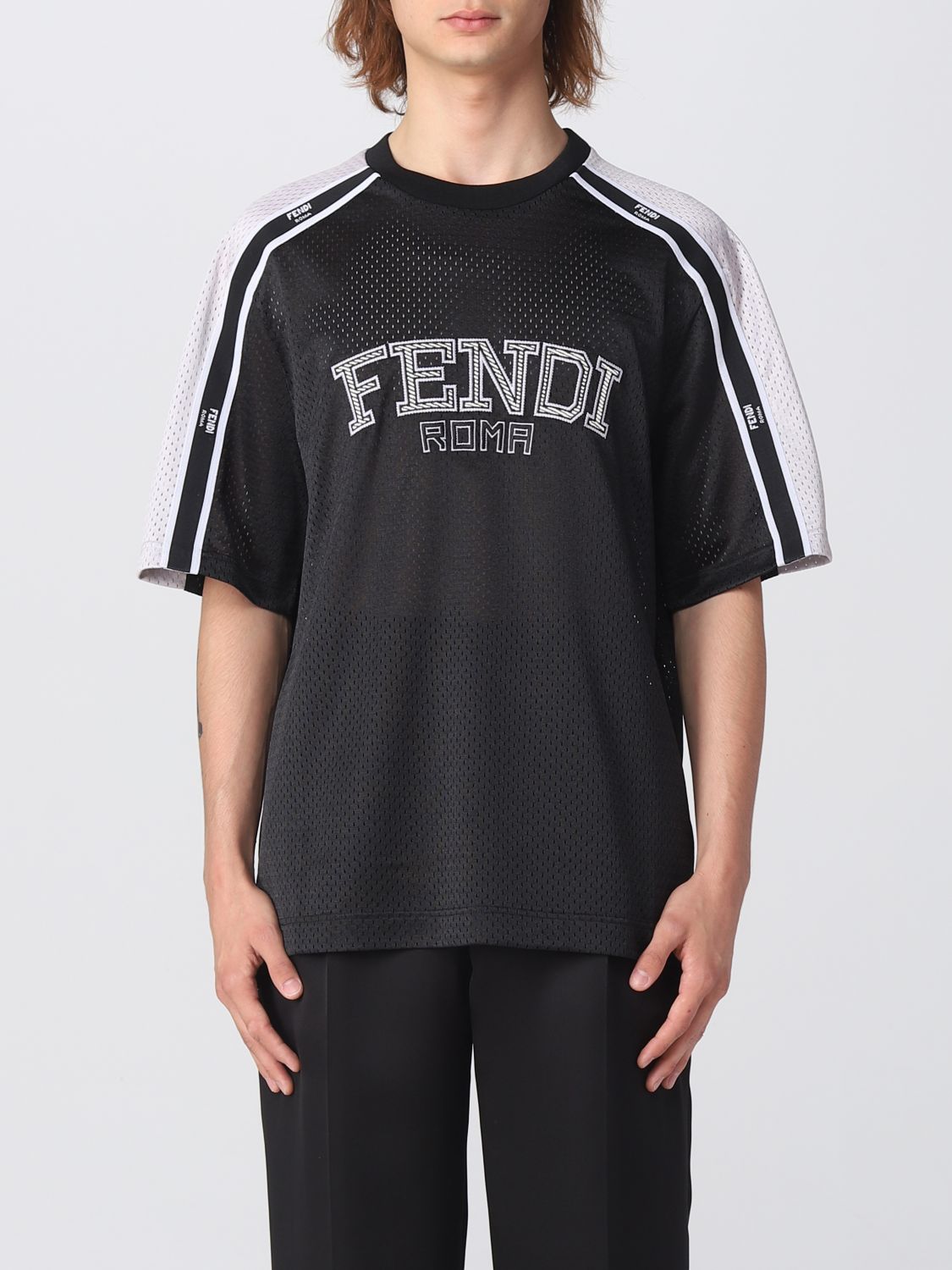 FENDI: nylon t-shirt - Black | Fendi t-shirt FAF692APC2 online at ...
