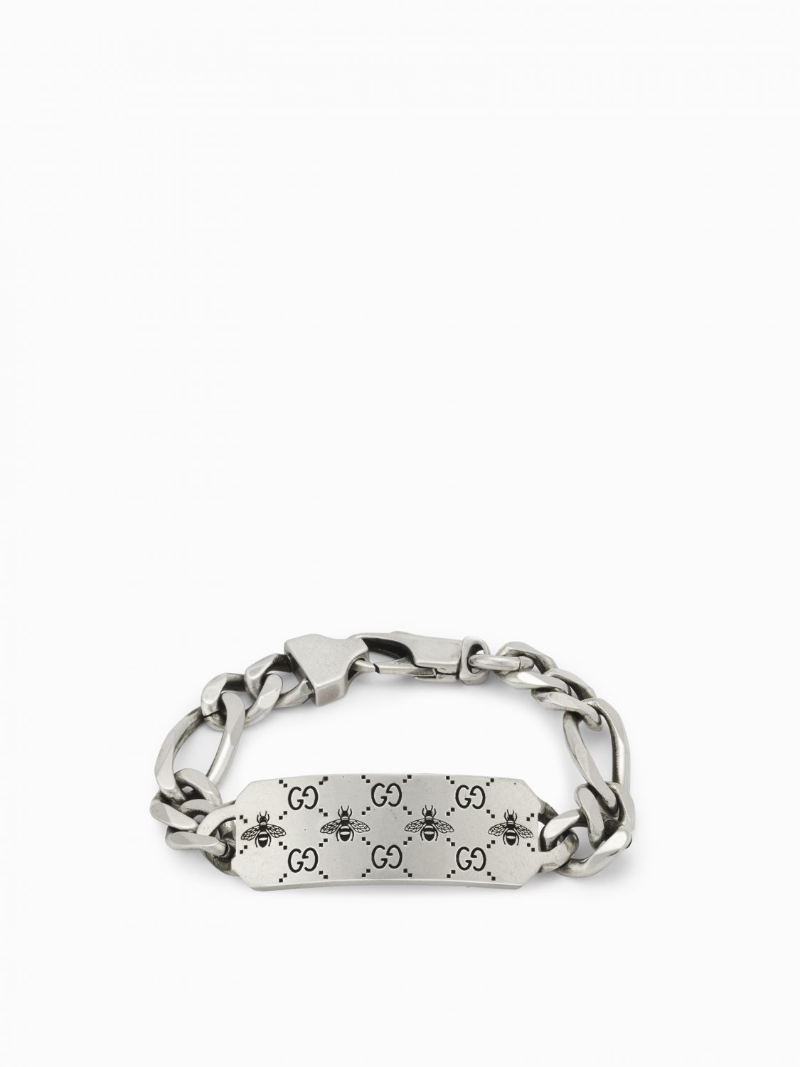 GUCCI: Signature bracelet in silver with bee engraving and GG monogram ...