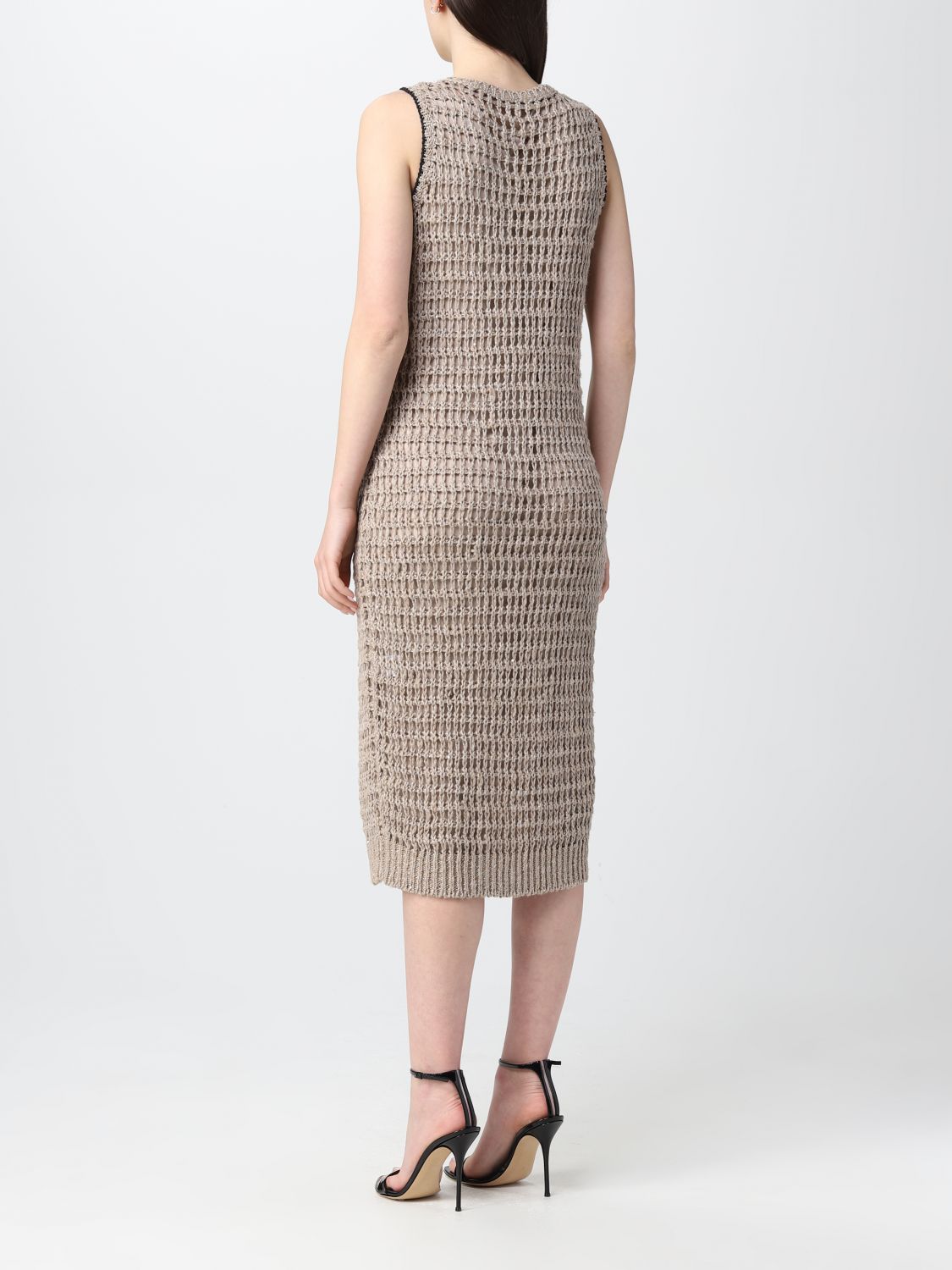Brunello Cucinelli Outlet: dress in fabric - Sand  Brunello Cucinelli dress  MDK332A90 online at