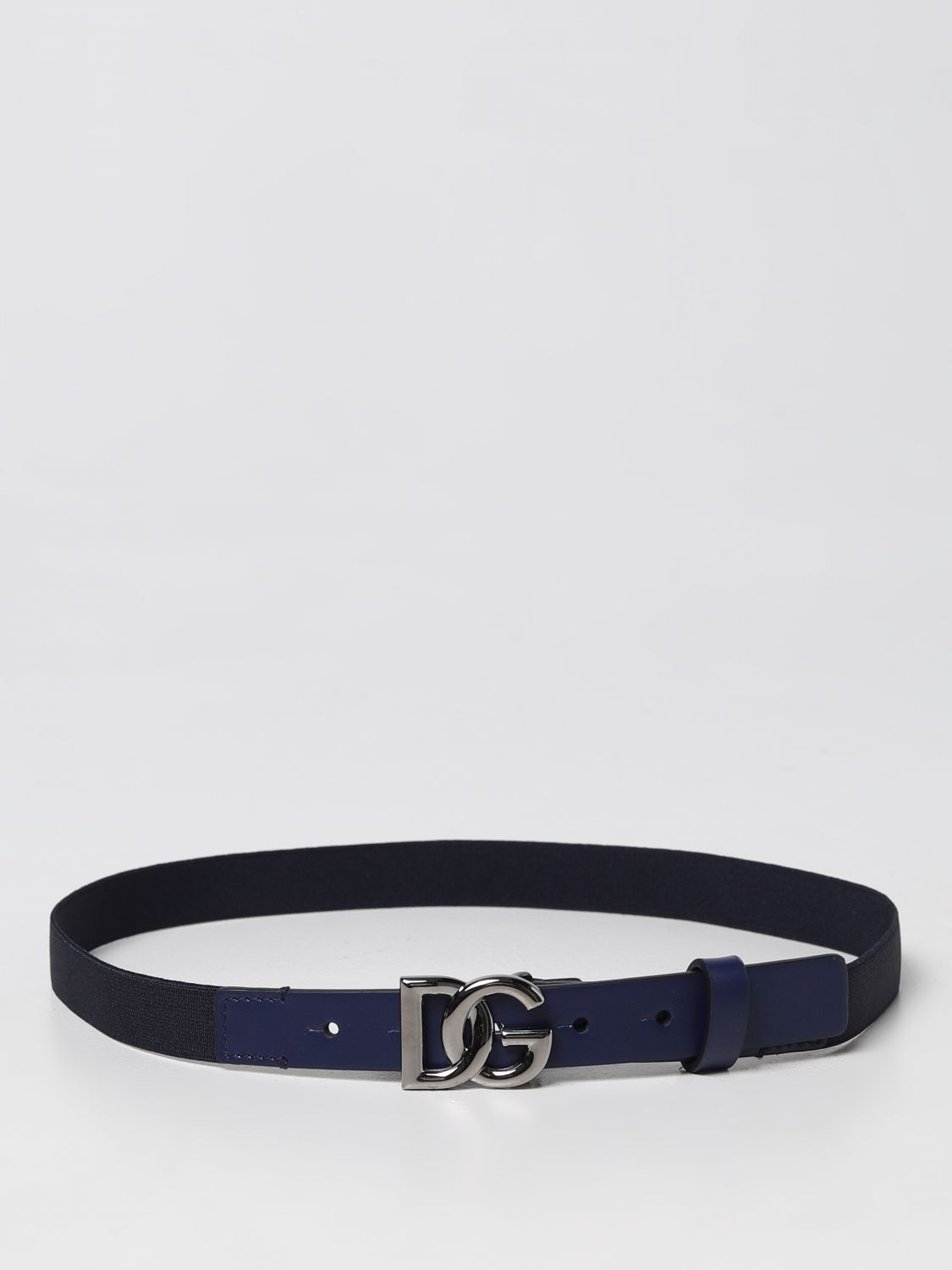 DOLCE & GABBANA: belt in stretch fabric with monogram buckle - Blue