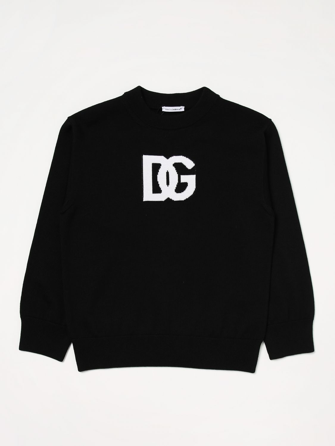 Dolce & Gabbana Kids' Jumper In Virgin Wool In Black