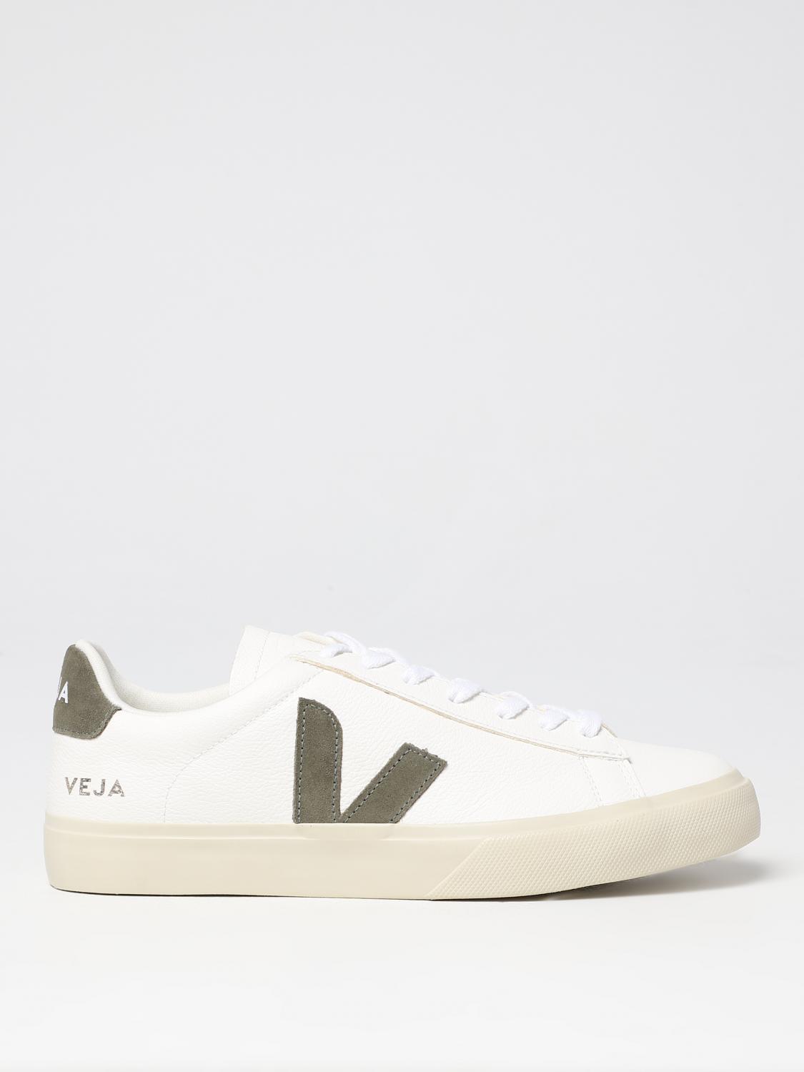 Veja Men's Campo Chromefree Leather Trainers - Extra White / Khaki - Size: 9