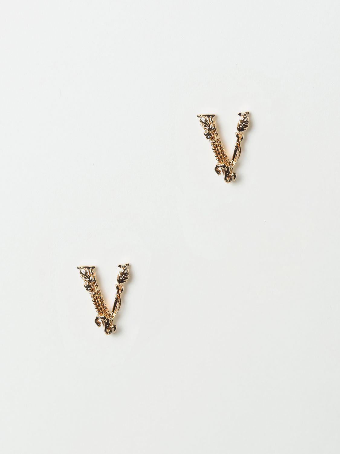 Versace V Logo Earrings in Metallic