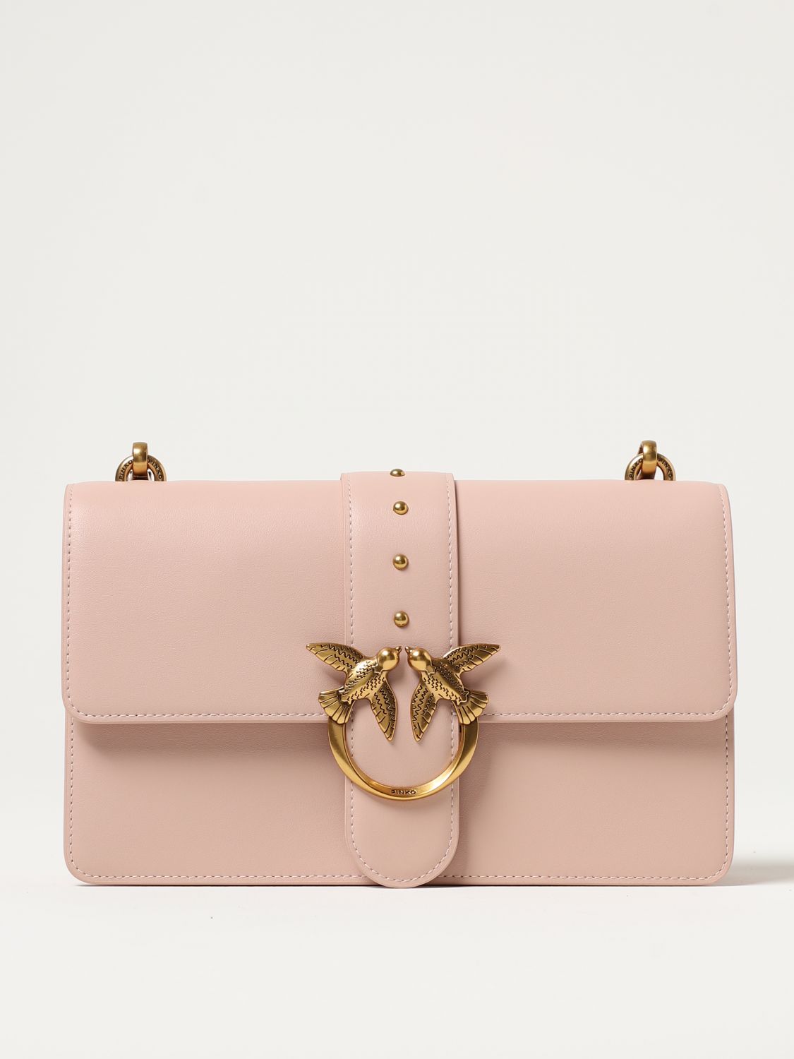 Pinko Love One Bag In Leather In Blush Pink