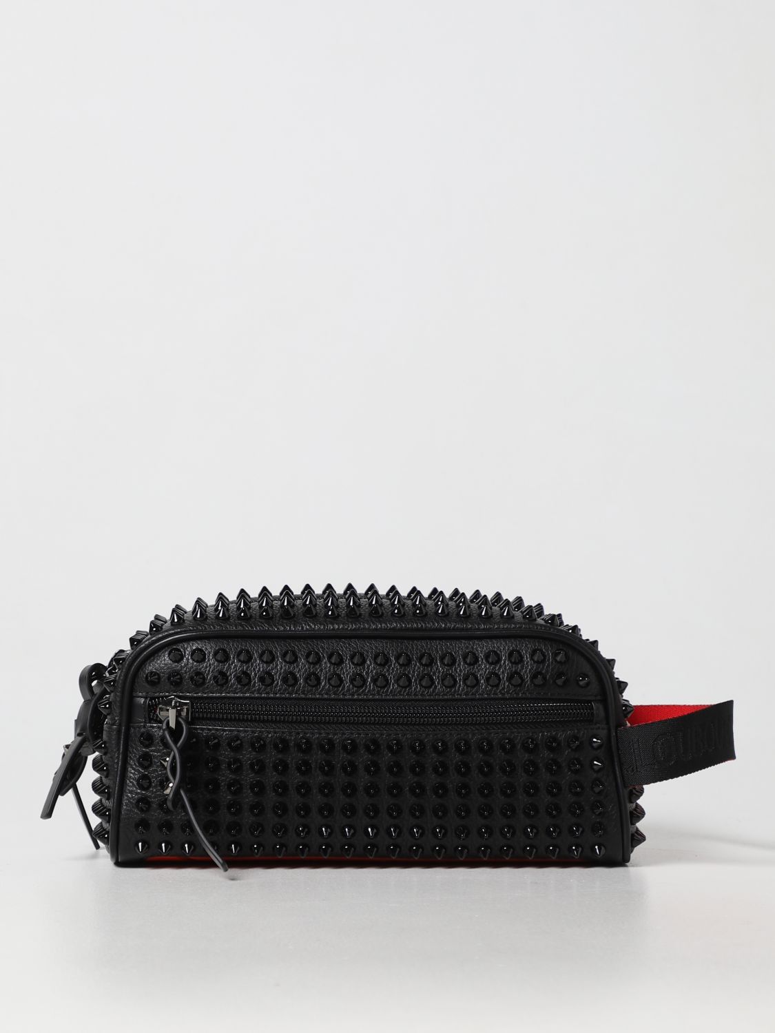 CHRISTIAN LOUBOUTIN BLASTER BEAUTY CASE IN GRAINED LEATHER WITH ALL OVER SPIKES,389118002