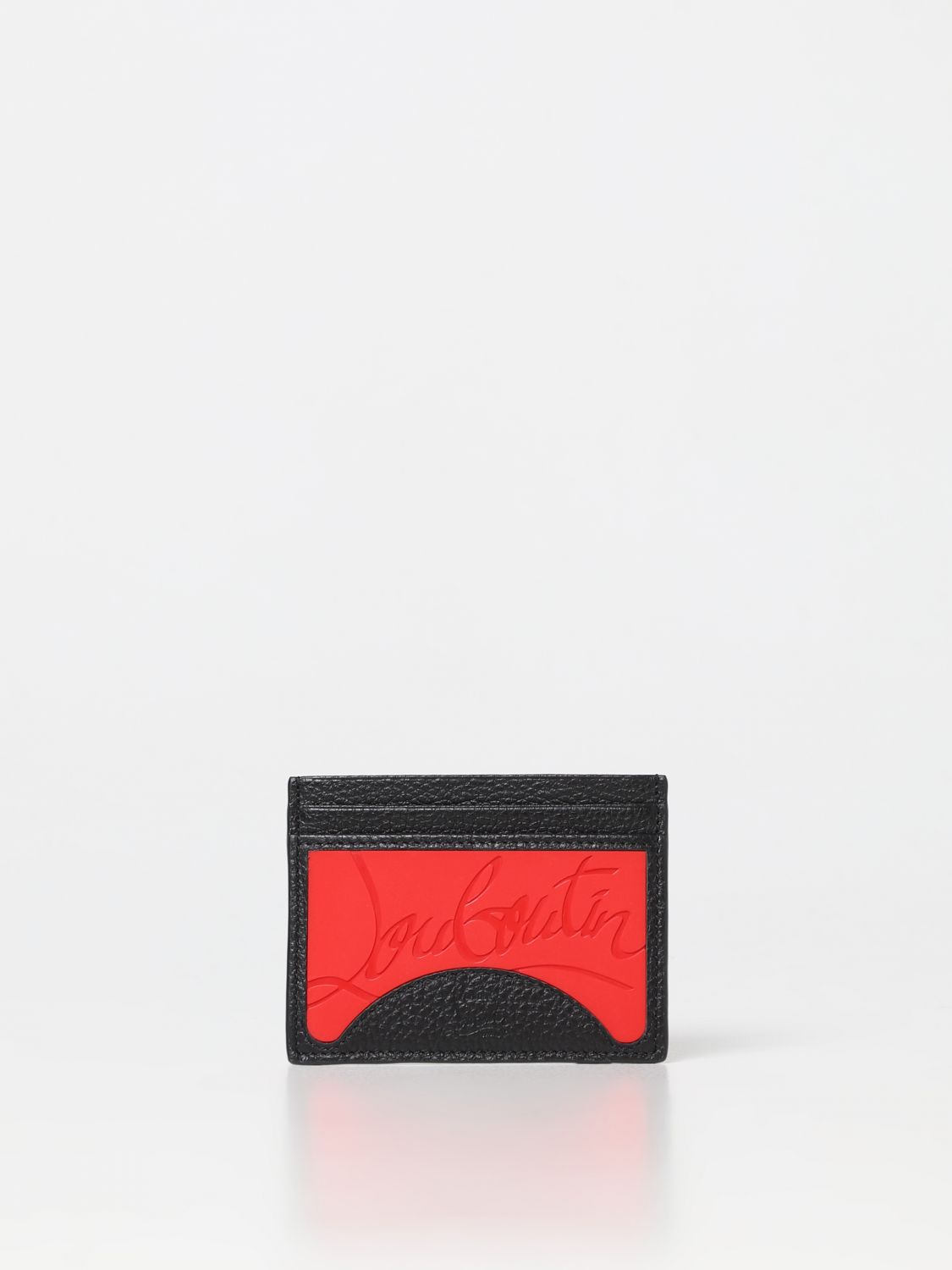 Shop Christian Louboutin Louboutin Kios Christian Credit Card Holder In Grained Leather In Black