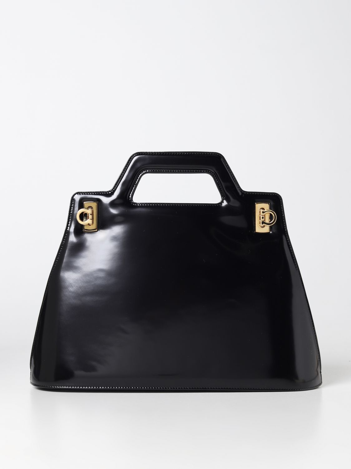 FERRAGAMO: Wanda bag in brushed leather - Black | Ferragamo