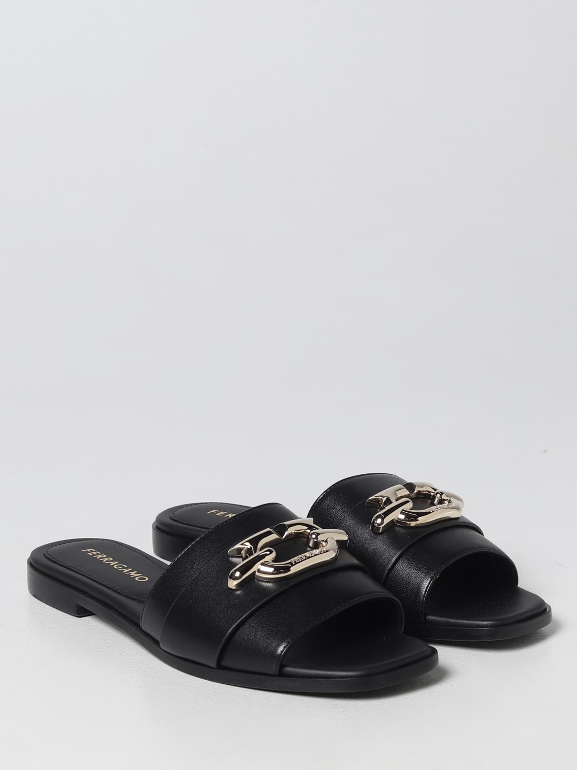 FERRAGAMO slides in nappa Black Ferragamo flat sandals 01G170