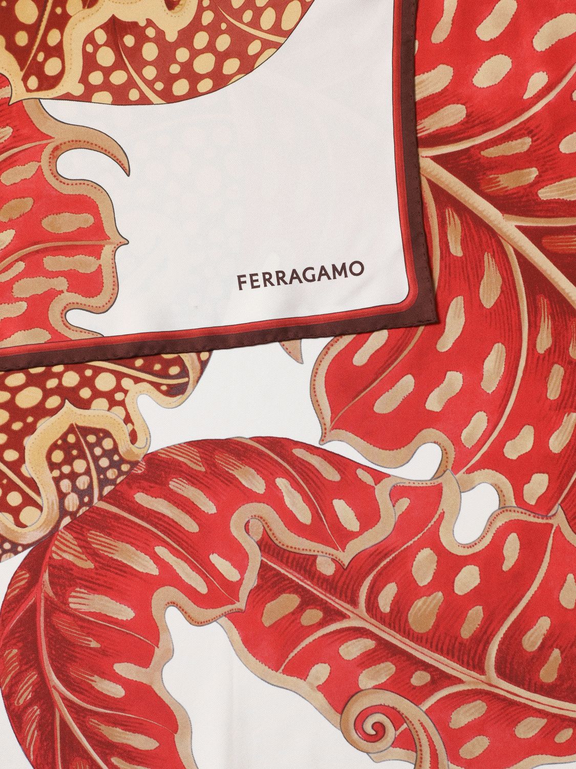 FERRAGAMO: silk scarf with Jaguar print - Navy  Ferragamo neck scarf  310140 763828 online at