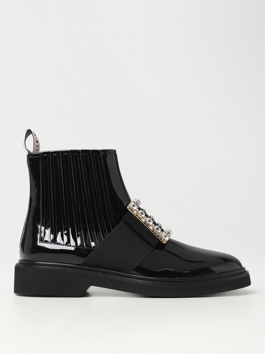Roger Vivier Black Viv Rangers Patent Leather Boots In Schwarz