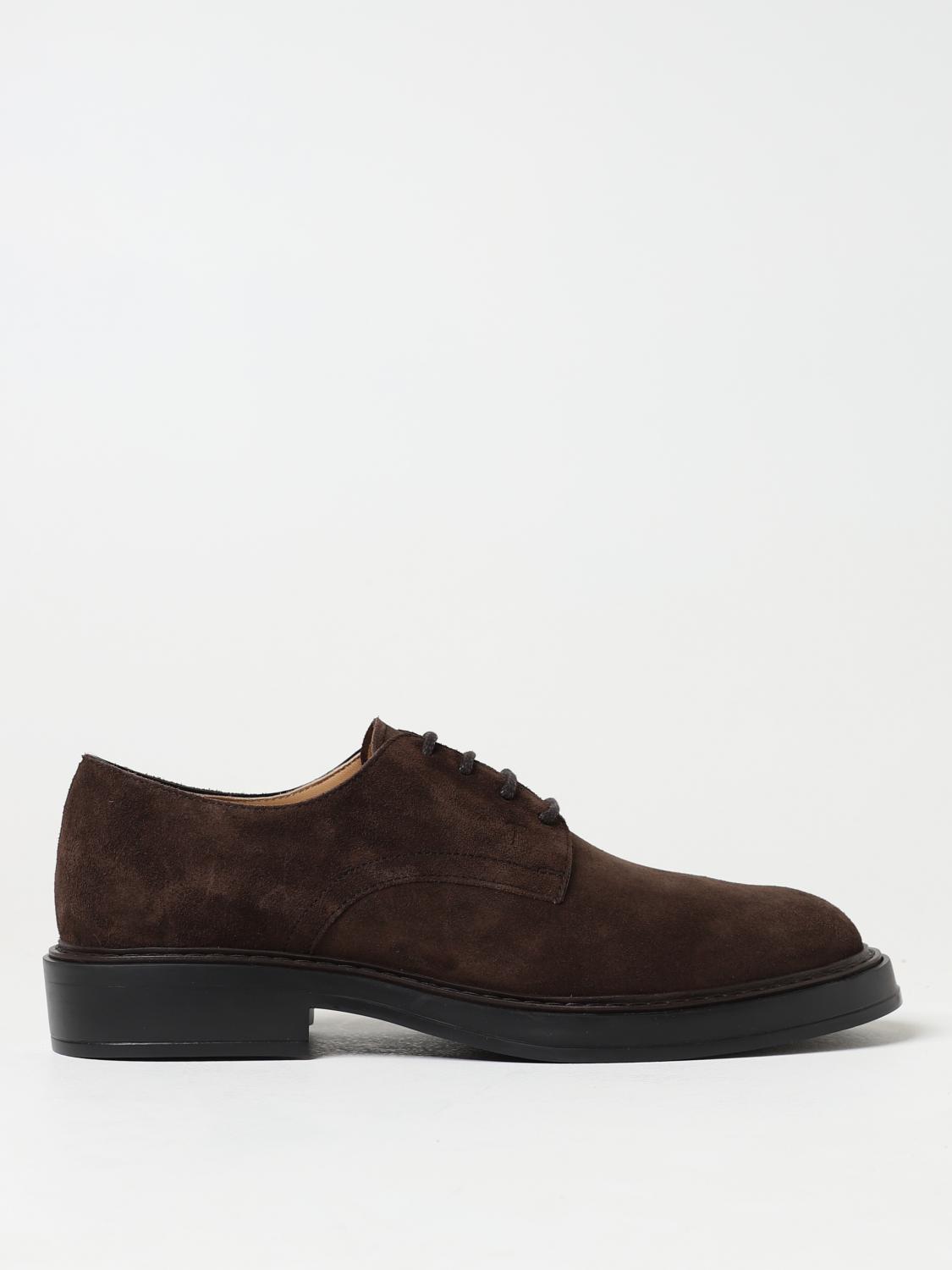 Tod's Suede Lace Up Shoes Flat Shoes Brown In Dark