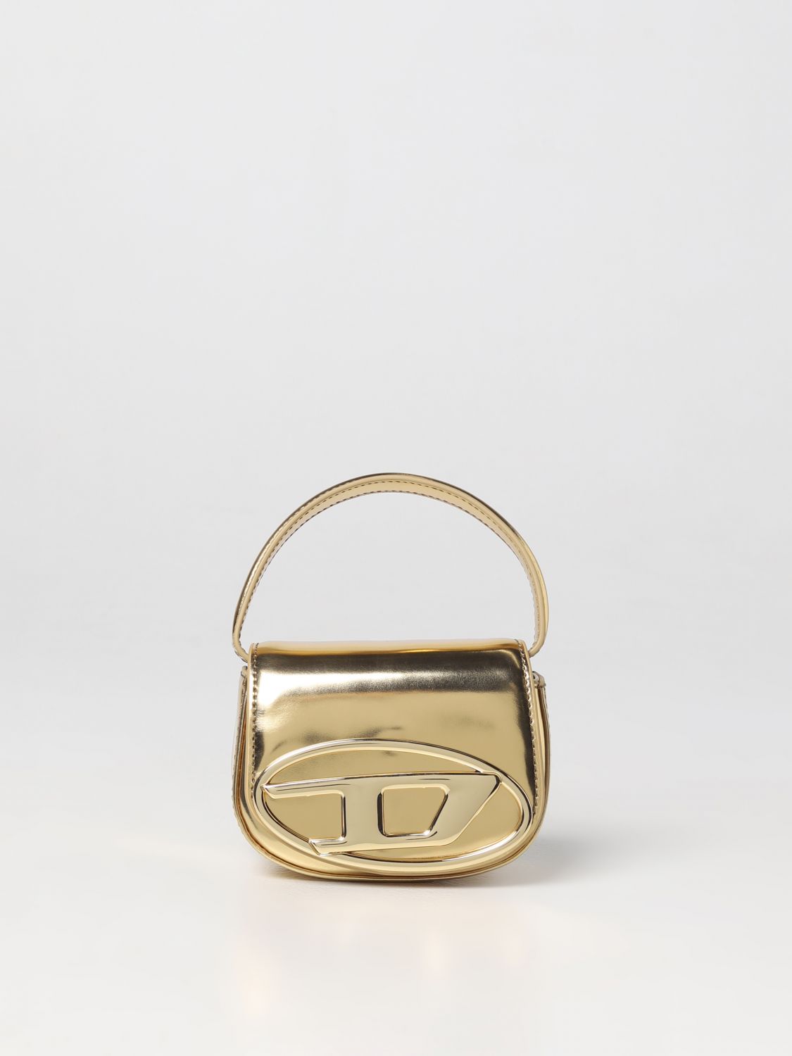 DIESEL: bag in mirrored leather - Gold | Diesel mini bag X08957PS202 ...