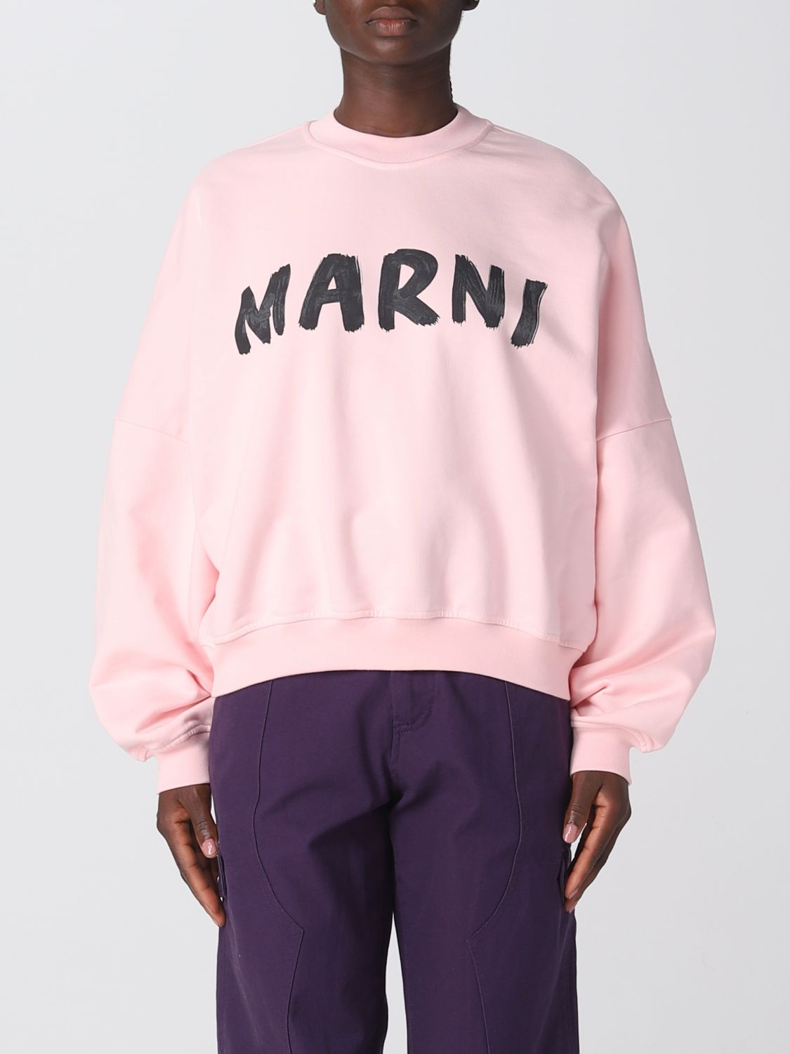 Shop Marni Sweatshirt In Cotton In Pink