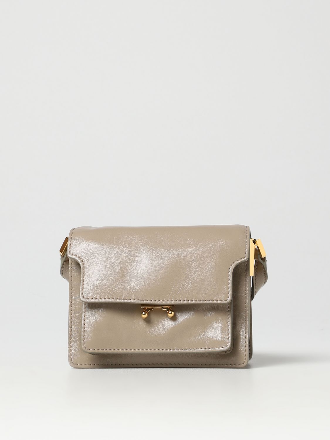 Marni Trunk Soft Bag in Green and Burgundy Tumbled Calf