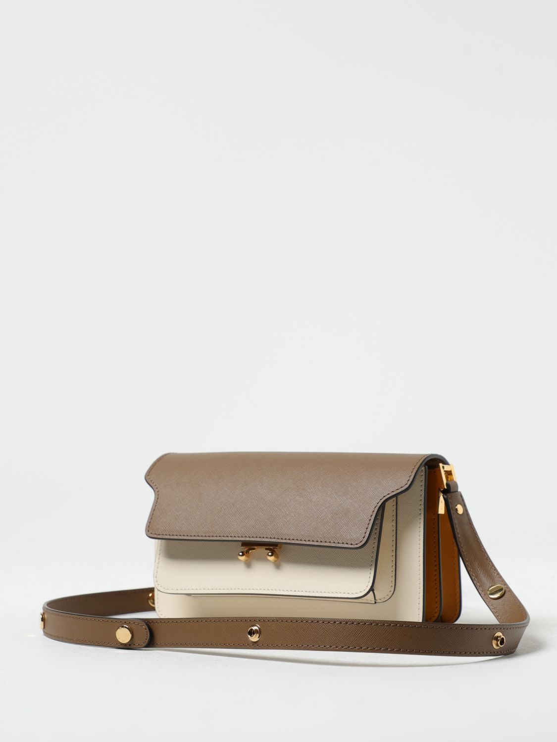 MARNI: Trunk saffiano leather bag - Camel  Marni crossbody bags  SBMPN09N01LV520 online at