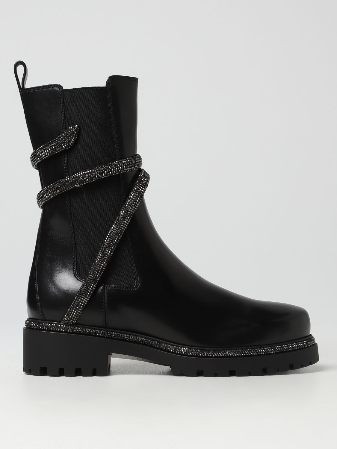 Shop René Caovilla Cleo Leather Ankle Boots In Black