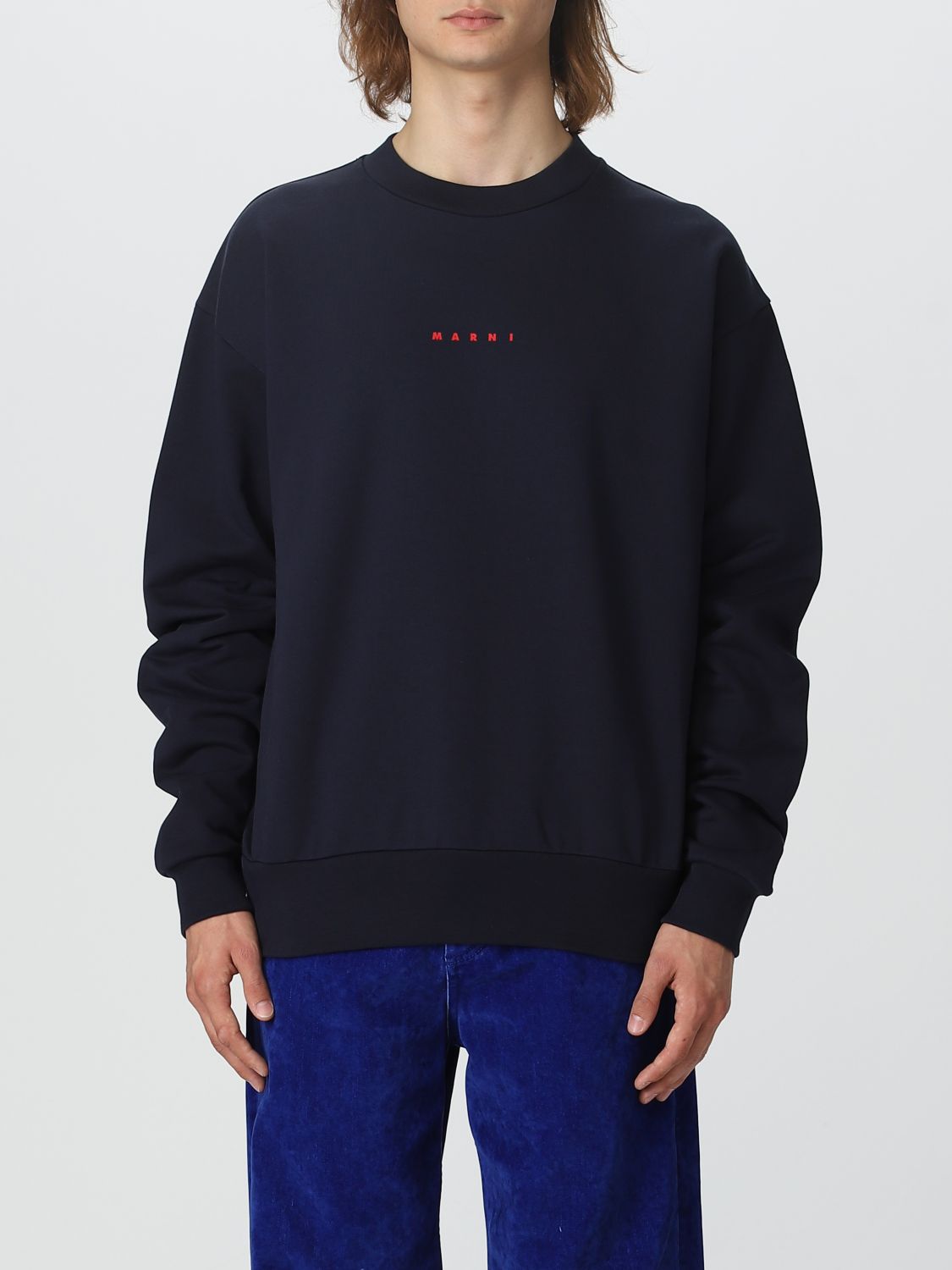 Shop Marni Sweatshirt In Cotton In Blue