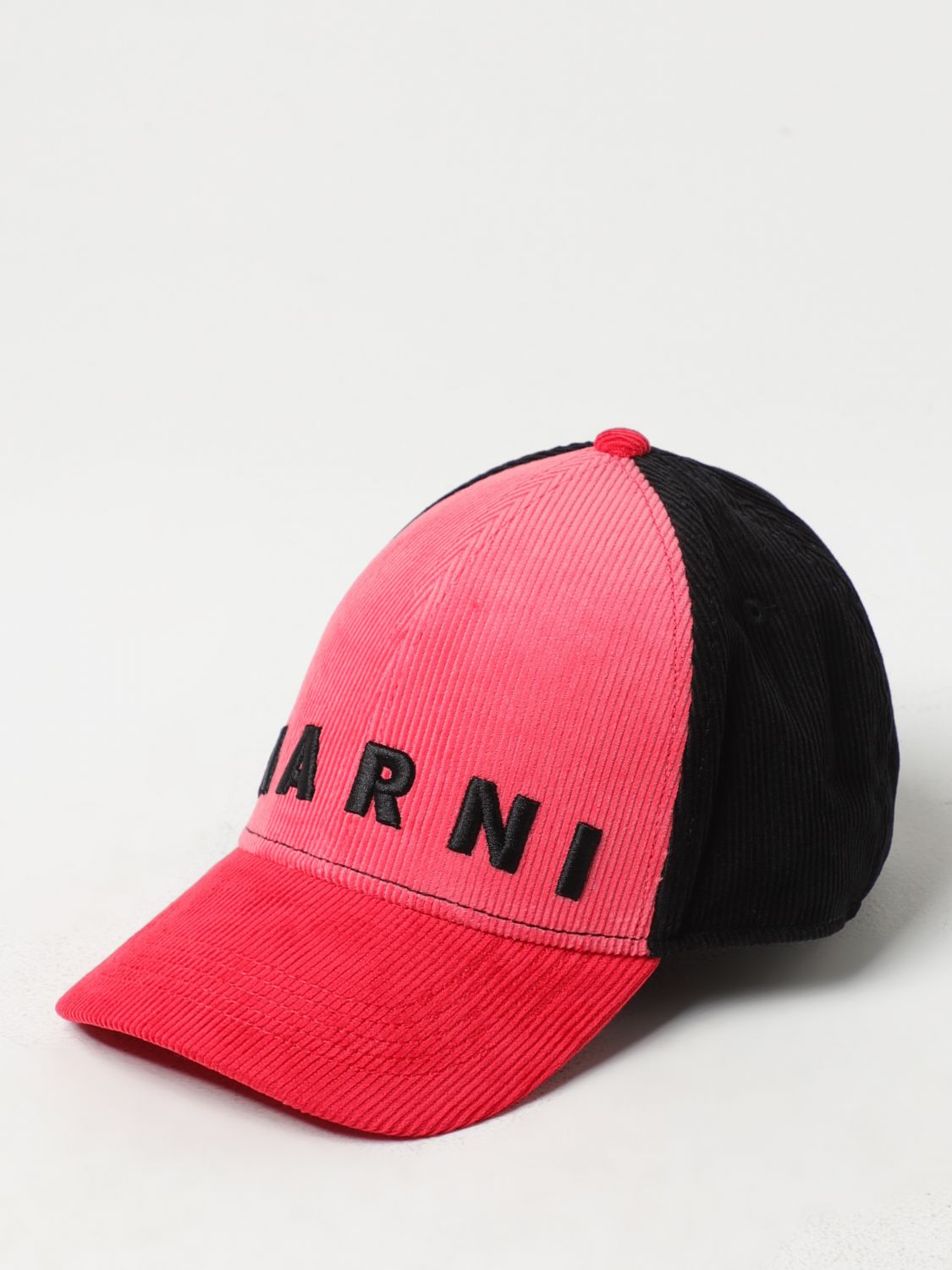 Marni Hat In Corduroy With Embroidered Logo In Pink