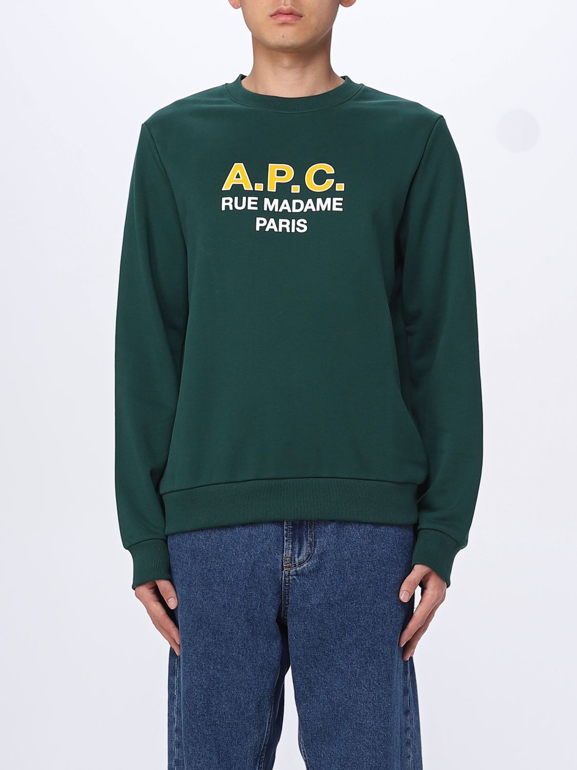 Shop Apc Sweatshirt A.p.c. Men Color Green