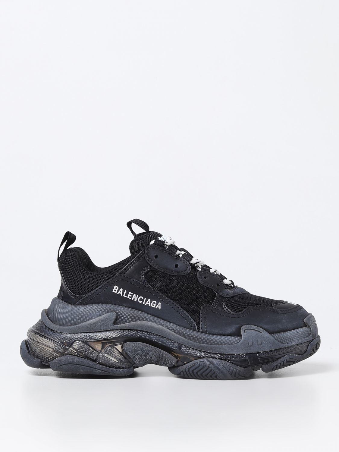 BALENCIAGA: Triple S sneakers in synthetic leather and mesh - Black Balenciaga 544351W2FB1 online at