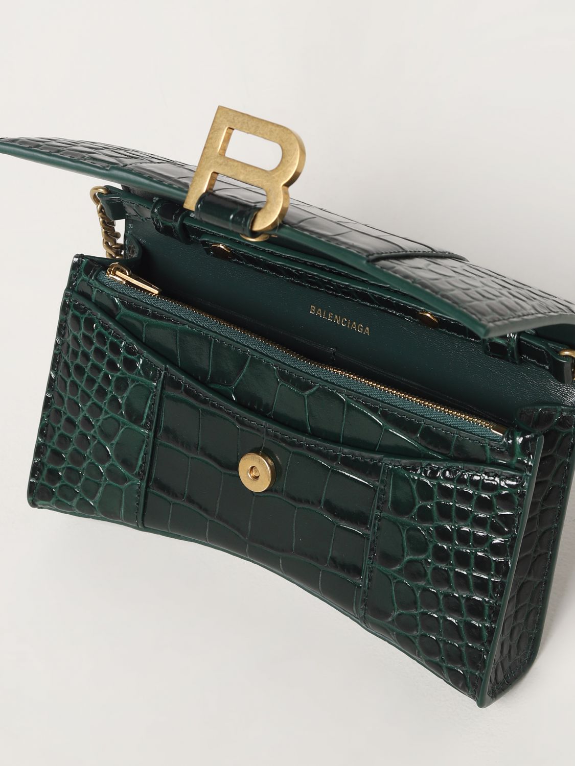 Balenciaga - Authenticated Hourglass Handbag - Leather Green Crocodile for Women, Good Condition