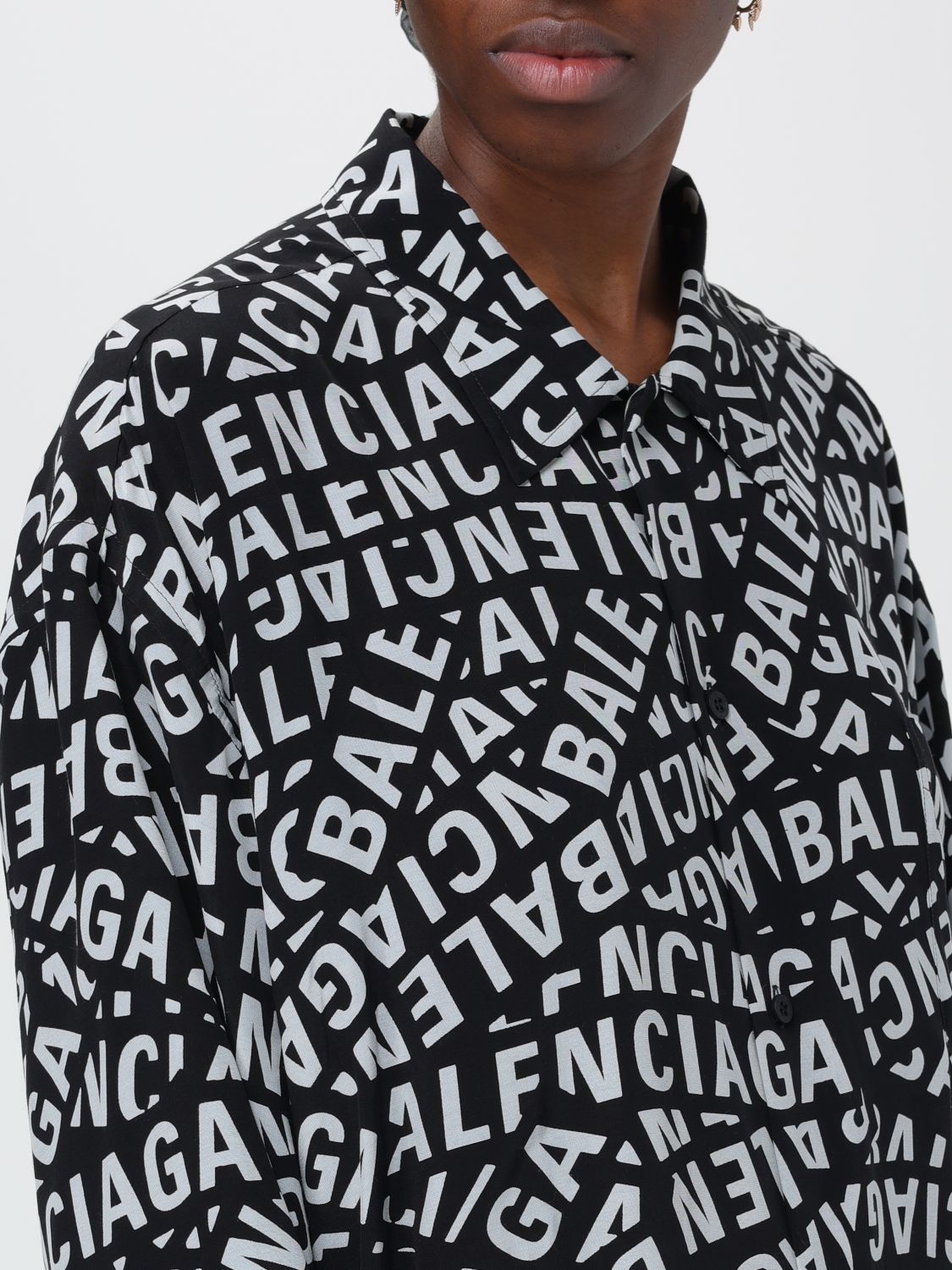 BALENCIAGA: bomber jacket in logoed nylon - Black