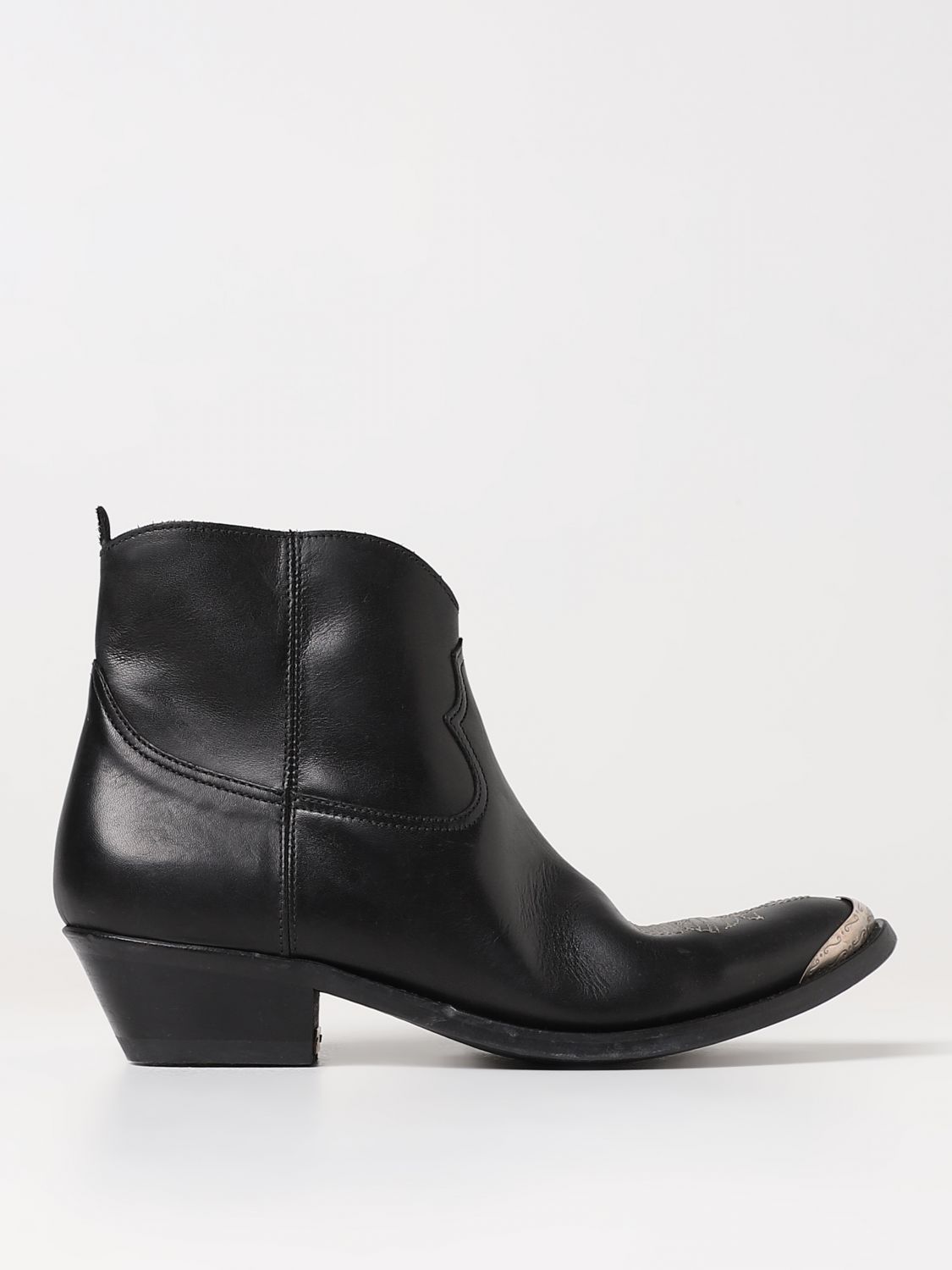 Shop Golden Goose Young Ankle Boots In Used Leather In Black