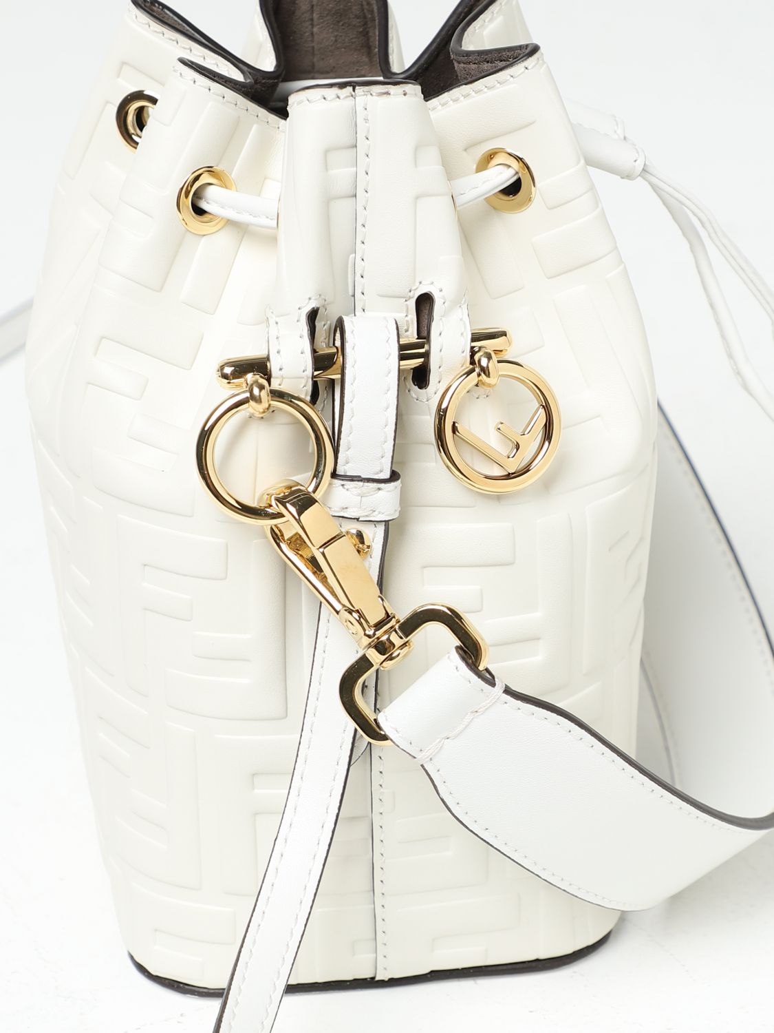 Mon tresor leather handbag Fendi x Fila White in Leather - 34793827