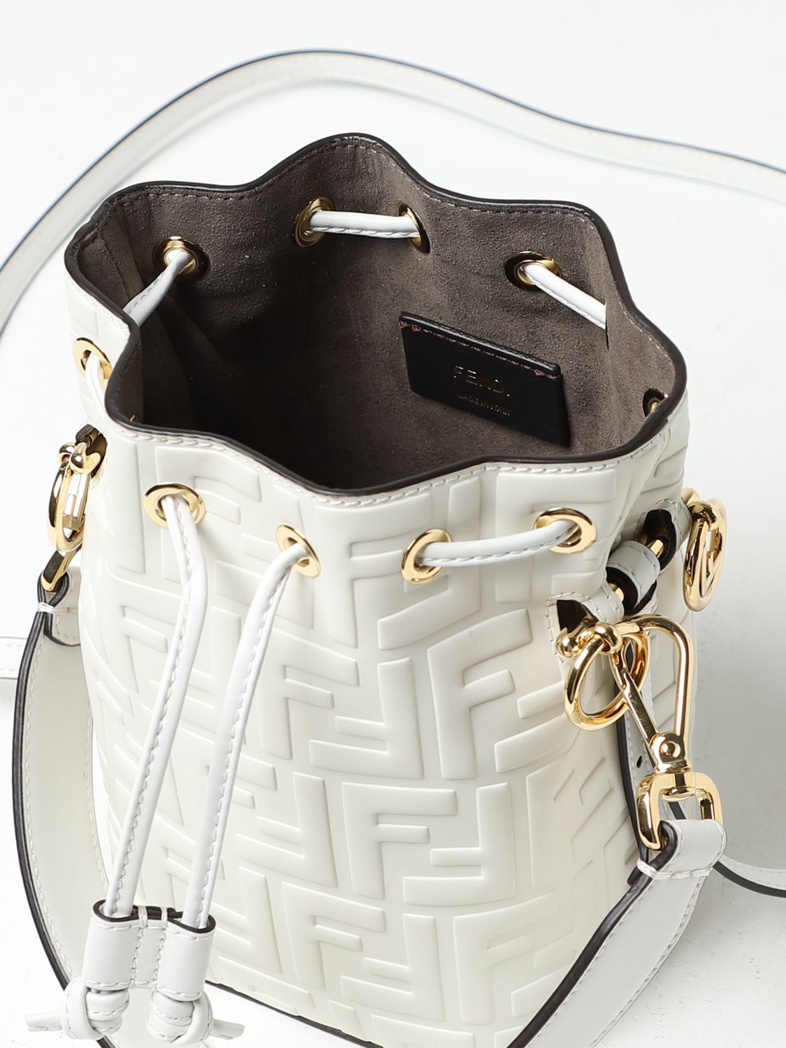 Mon tresor leather handbag Fendi x Fila White in Leather - 34793827