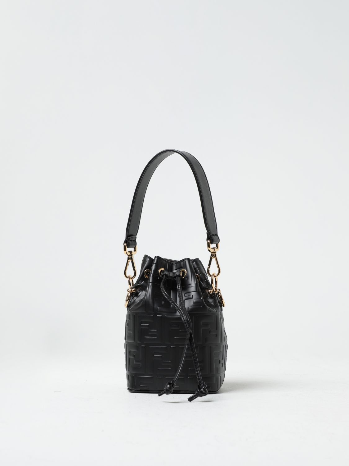 FENDI: Mon Tresor leather bag with embossed FF monogram - Black