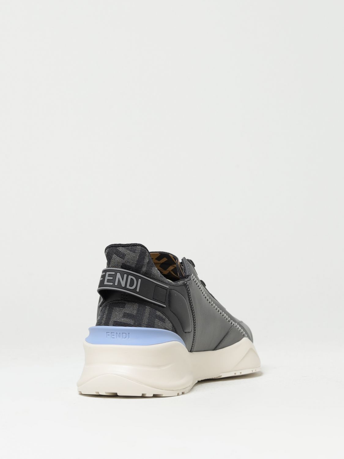 FENDI Flow leather and jacquard fabric sneakers Grey Fendi