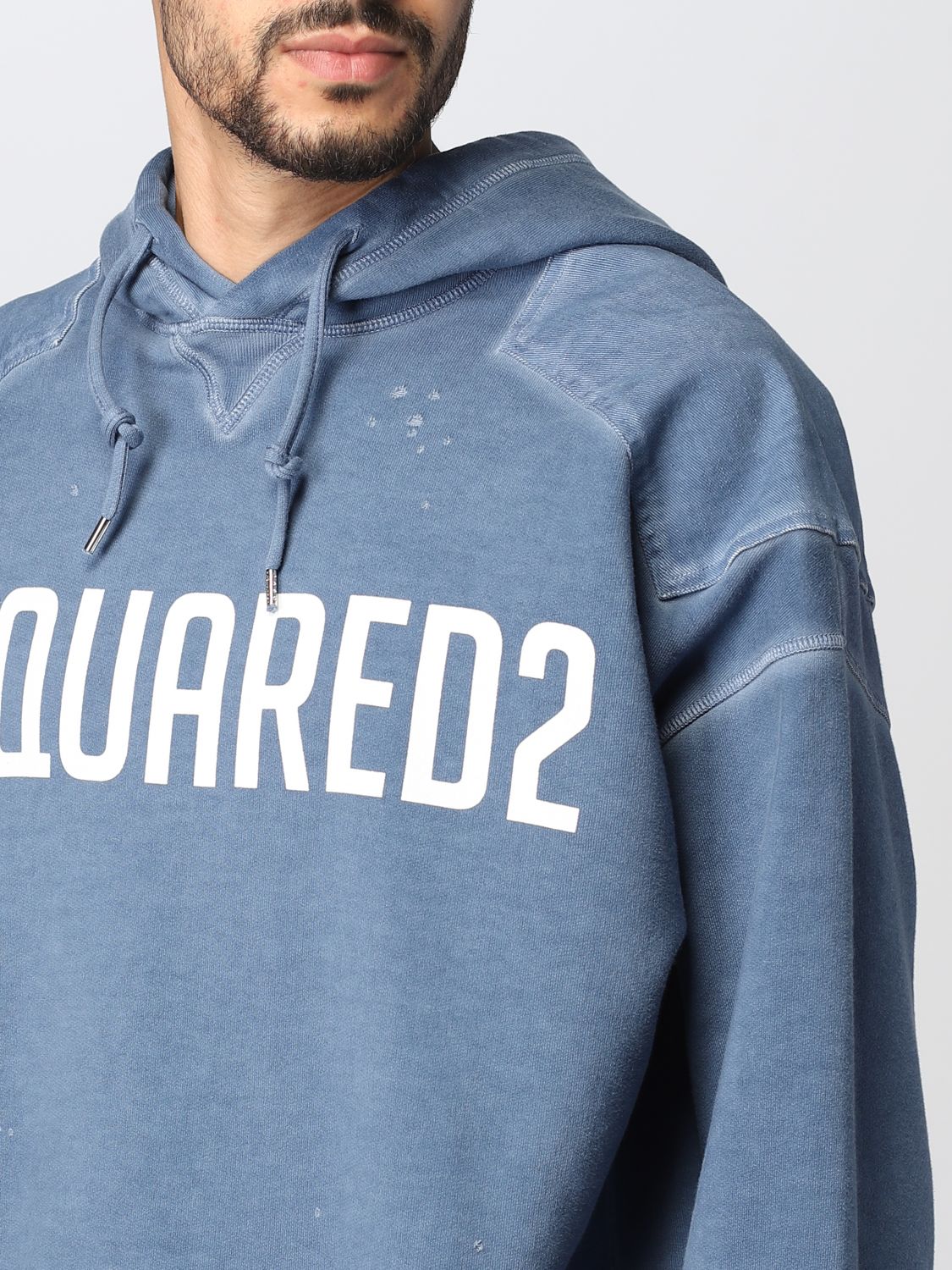 DSQUARED2 cotton sweatshirt Gnawed Blue Dsquared2 sweatshirt