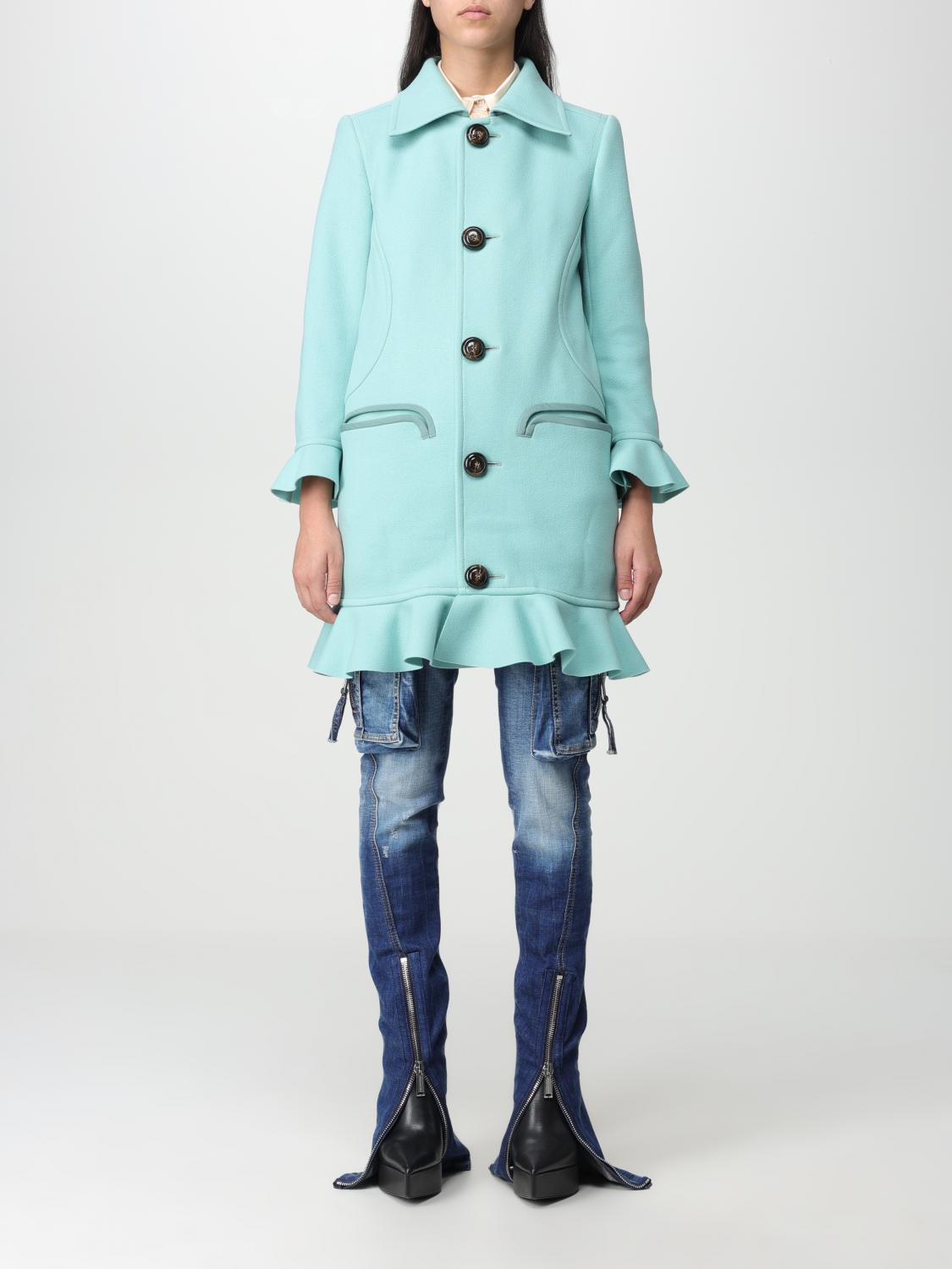 Dsquared2 Ruffle-trim Single-breasted Coat In Fa01