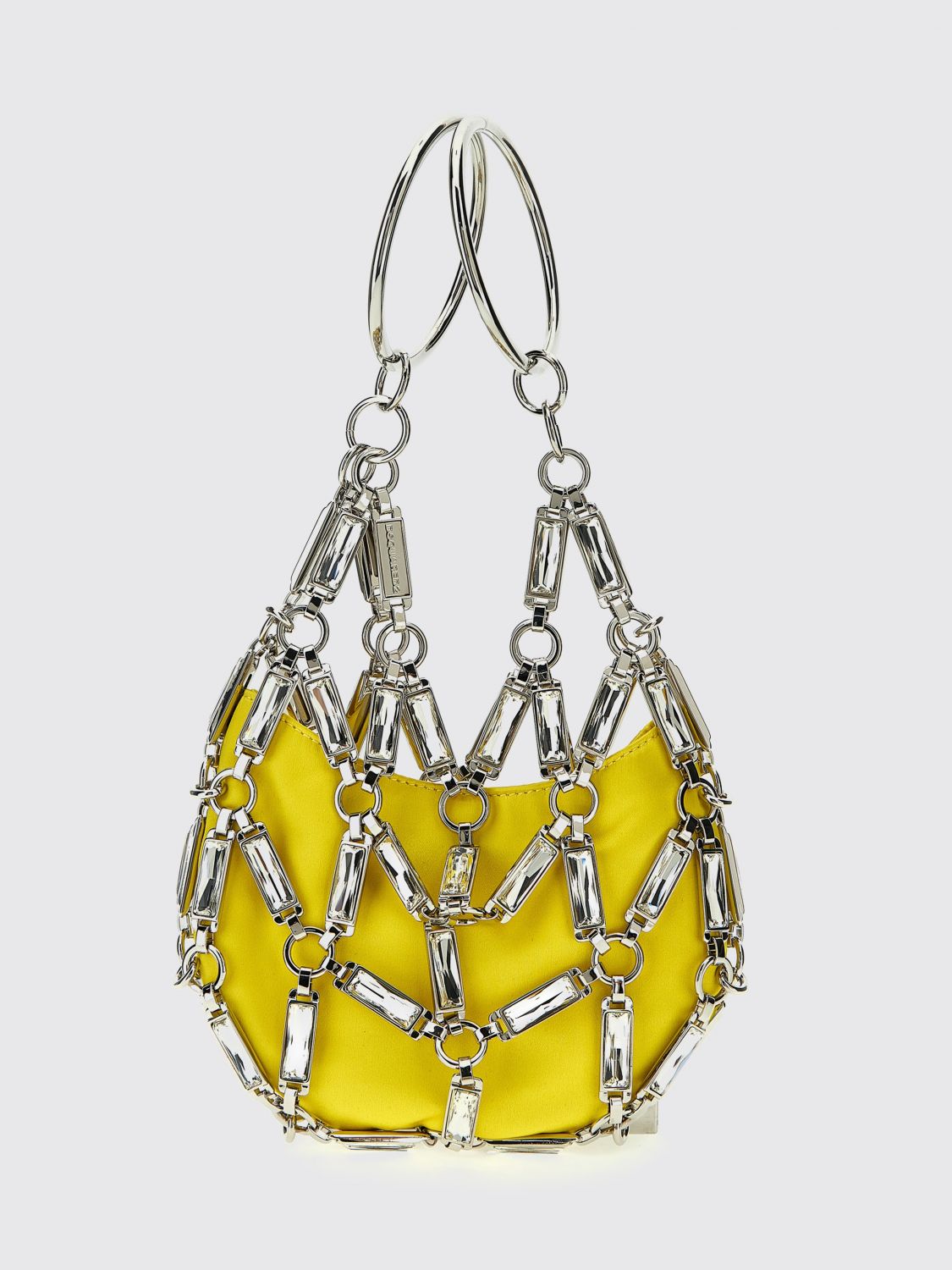 Dsquared2 Cage Bag In Metal And Satin With Set Crystals In Yellow